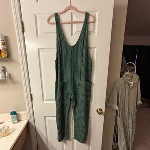 We The Free Forest Green Striped Jumpsuit